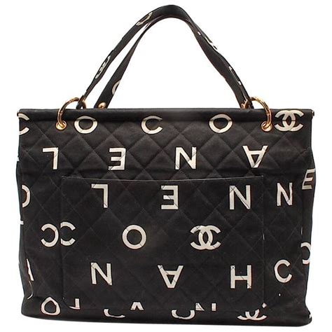 chanel black canvas print bag